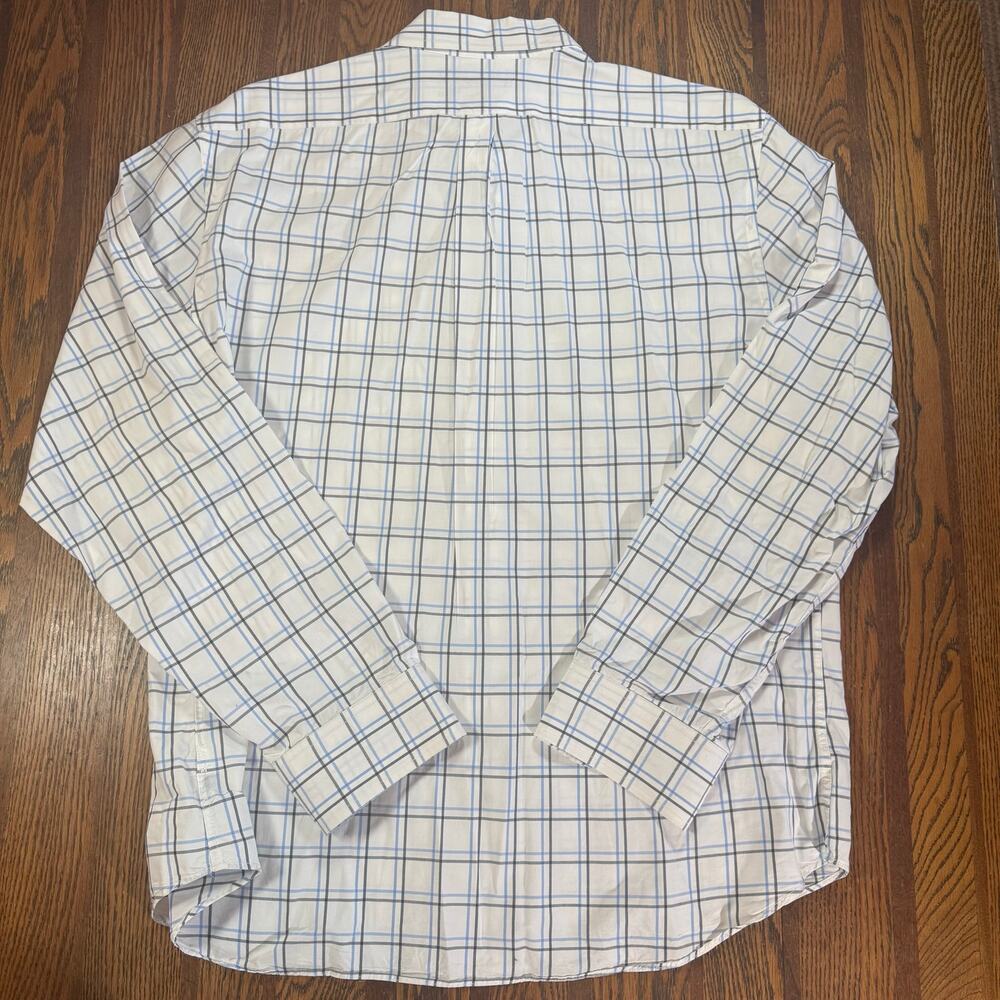Old Navy The Classic Shirt Mens Plaid Button Down Long Sleeve Blue Orange XL
